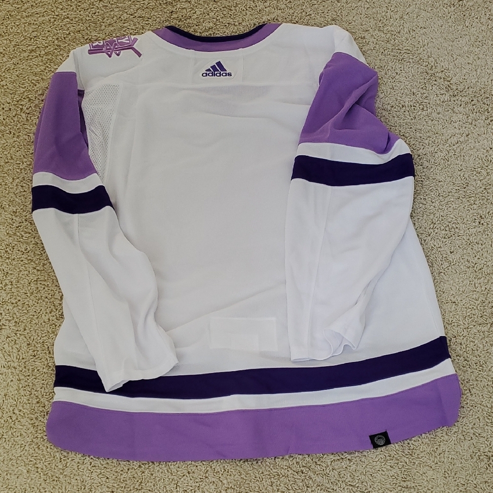 Adidas Men's Purple and White San Jose Sharks Jersey. - Picture 7 of 8